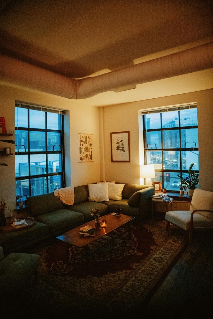 A cozy home with a beautiful urban view