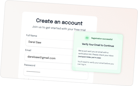 Screenshot of the registration form showcasing how easy it is to register