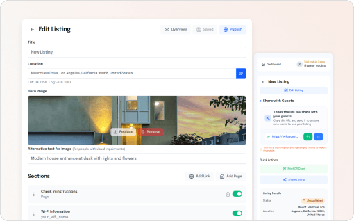 Screenshot of the edit listing page showcasing how easy it is to customize your guidebook
