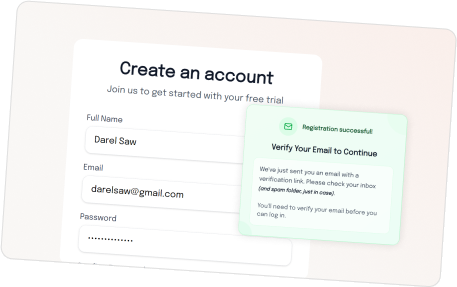 Screenshot of the registration form showcasing how easy it is to register
